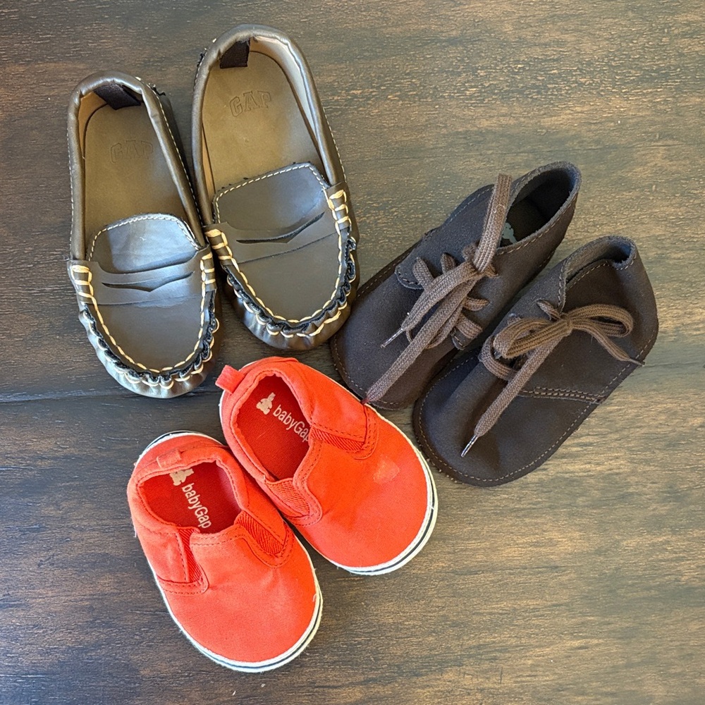 BABY GAP Brown and Orange  baby Shoes Set - 3 pairs